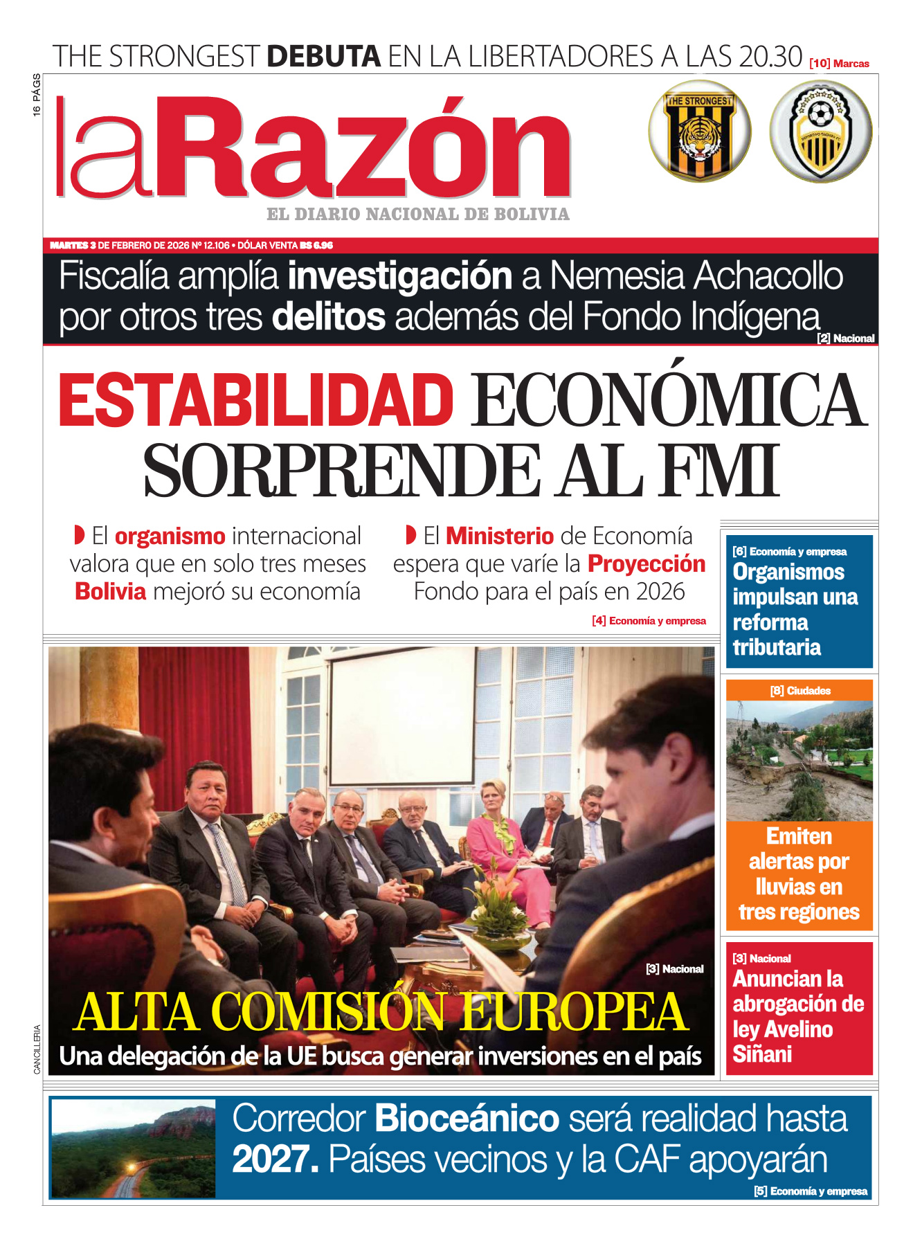 03 de febrero del 2026 - La Razón