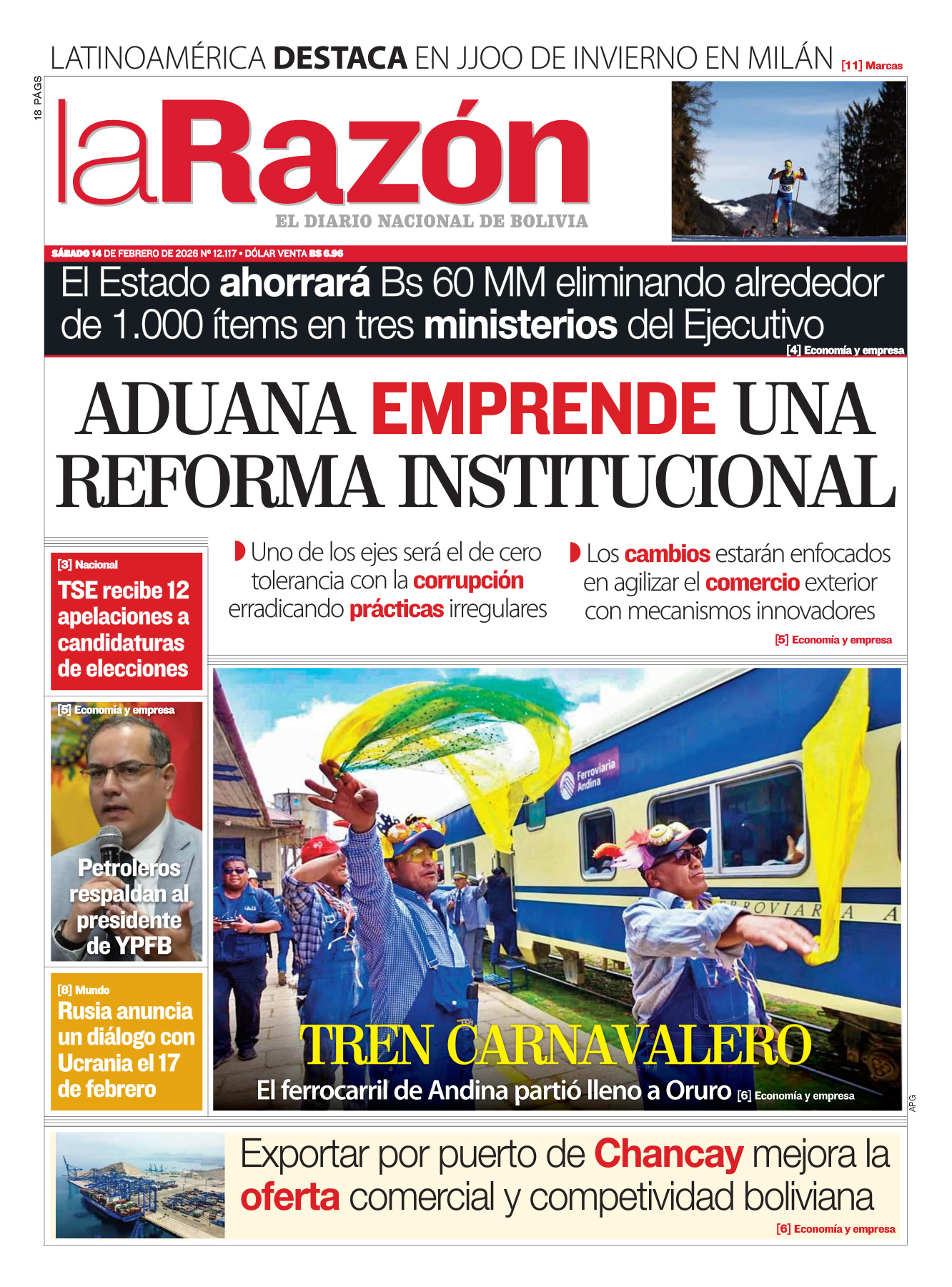 14 de febrero del 2026 - La Razón
