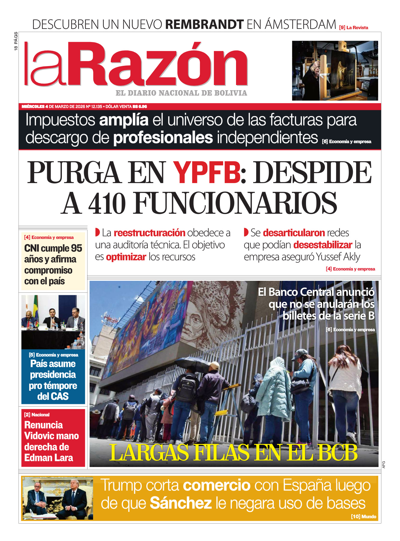 04 de marzo del 2026 - La Razón